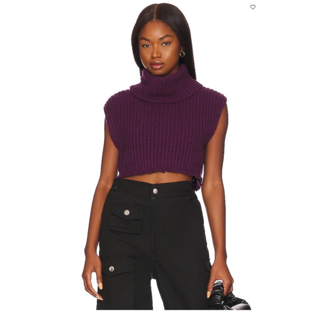 Free people purple knit sweater crop top